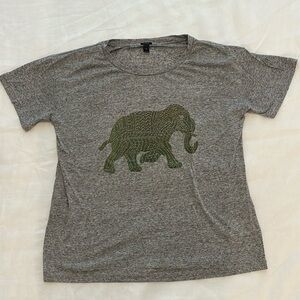 J Crew Heather Grey Elephant Graphic Tee